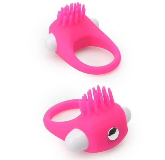 Розовое эрекционное кольцо с щеточкой LIT-UP SILICONE STIMU RING 5 - Dream Toys - в Комсомольске-на-Амуре купить с доставкой