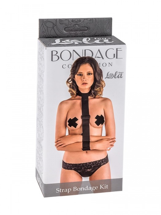 Ошейник с длинной лентой и наручниками Strap Bondage Kit One Size - Lola Games - купить с доставкой в Комсомольске-на-Амуре