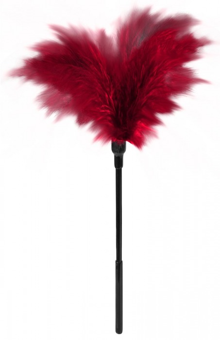 Пластиковая метелочка с красными пёрышками Small Feather Tickler - 32 см. - Blush Novelties - купить с доставкой в Комсомольске-на-Амуре