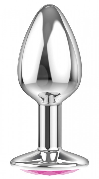 Малая серебристая анальная пробка Diamond Pink Sparkle Small с розовым кристаллом - 7 см. - Lola Games - купить с доставкой в Комсомольске-на-Амуре