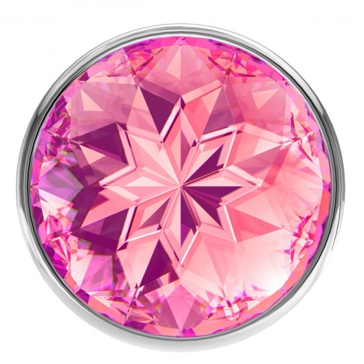 Малая серебристая анальная пробка Diamond Pink Sparkle Small с розовым кристаллом - 7 см. - Lola Games - купить с доставкой в Комсомольске-на-Амуре