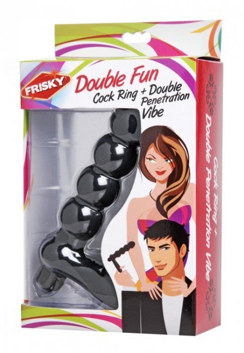 Насадка для двойного проникновения Double Fun Cock Ring with Double Penetration Vibe - XR Brands - в Комсомольске-на-Амуре купить с доставкой