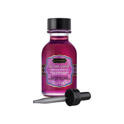 Масло для ласк с ароматом малины Oil of Love Raspberry Kiss - 22 мл. - Kama Sutra - купить с доставкой в Комсомольске-на-Амуре