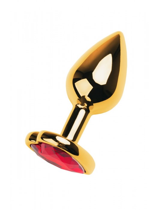 Золотистая анальная пробка с кристаллом-сердцем - 7,5 см. - ToyFa - купить с доставкой в Комсомольске-на-Амуре