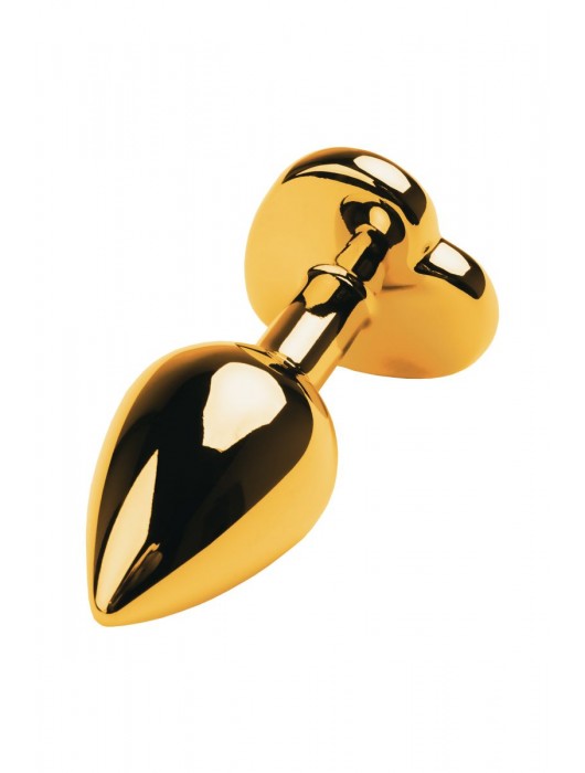 Золотистая анальная пробка с кристаллом-сердцем - 7,5 см. - ToyFa - купить с доставкой в Комсомольске-на-Амуре