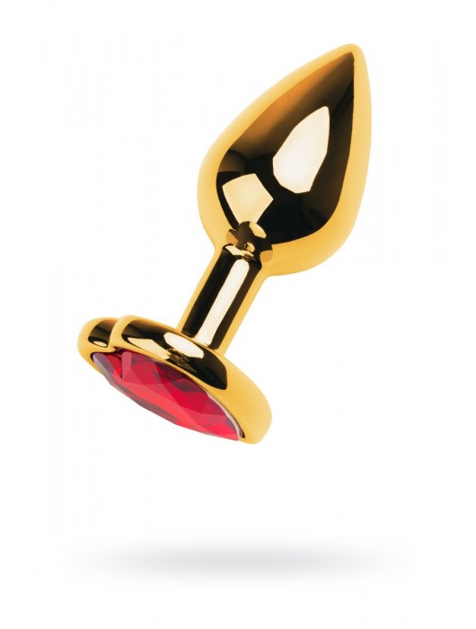 Золотистая анальная пробка с кристаллом-сердцем - 7,5 см. - ToyFa - купить с доставкой в Комсомольске-на-Амуре