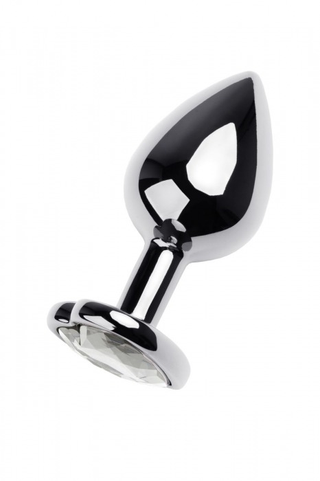 Серебристая анальная пробка с прозрачным кристаллом-сердцем - 8 см. - ToyFa - купить с доставкой в Комсомольске-на-Амуре