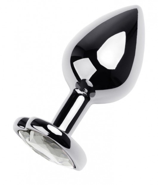 Серебристая анальная пробка с прозрачным кристаллом-сердцем - 8 см. - ToyFa - купить с доставкой в Комсомольске-на-Амуре