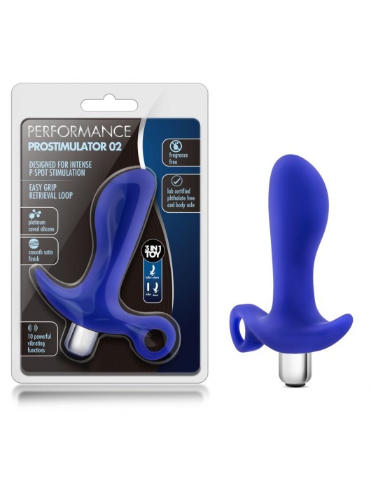 Синий стимулятор простаты с ручкой-кольцом Performance Prostimulator 02 - Blush Novelties - в Комсомольске-на-Амуре купить с доставкой