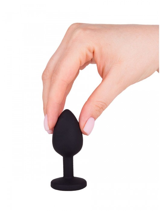 Чёрная анальная втулка с красным кристаллом - 7,3 см. - Джага-Джага - купить с доставкой в Комсомольске-на-Амуре