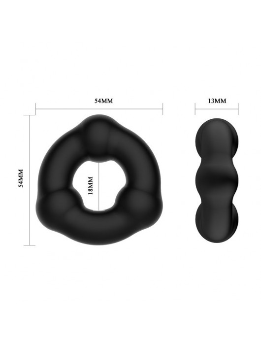 Черное эрекционное кольцо с 3 шариками - Baile - в Комсомольске-на-Амуре купить с доставкой