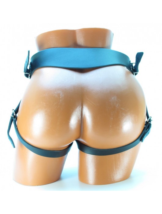 Трусы с фиксацией гигантской насадки кожаными ремешками - БДСМ Арсенал - купить с доставкой в Комсомольске-на-Амуре