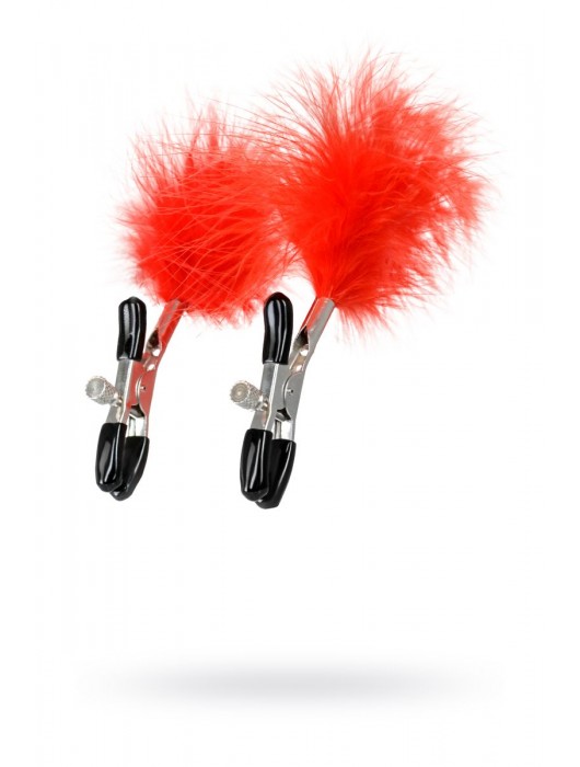 Зажимы для сосков с красным пухом Theatre - ToyFa - купить с доставкой в Комсомольске-на-Амуре