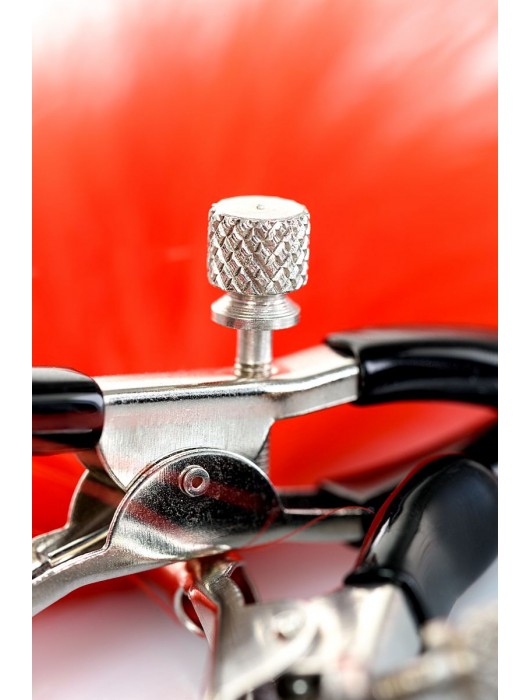 Зажимы для сосков с красным пухом Theatre - ToyFa - купить с доставкой в Комсомольске-на-Амуре