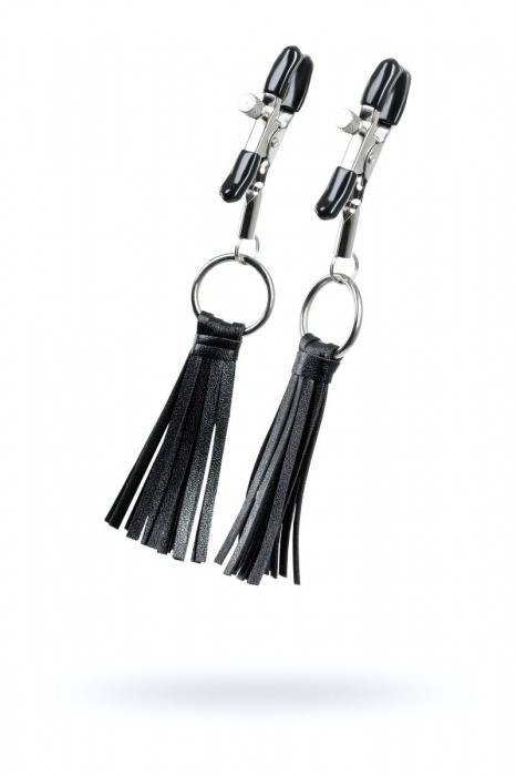 Черно-серебристые зажимы для сосков Theatre с кисточками - ToyFa - купить с доставкой в Комсомольске-на-Амуре