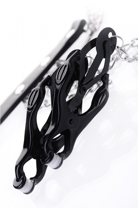 Черно-серебристые зажимы для сосков с кольцом для пениса TOYFA Metal - ToyFa - купить с доставкой в Комсомольске-на-Амуре