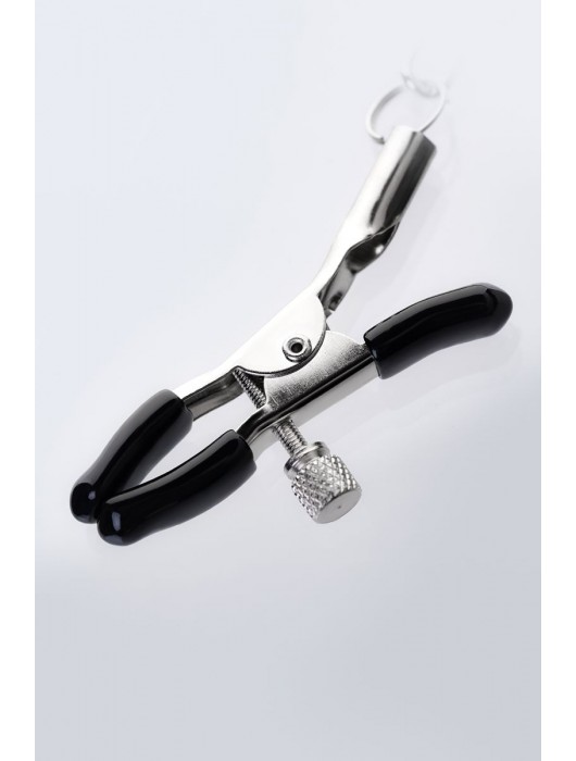 Серебристо-чёрные зажимы для сосков с кольцом для пениса TOYFA Metal - ToyFa - купить с доставкой в Комсомольске-на-Амуре