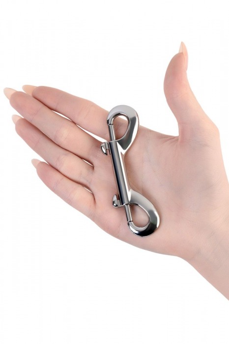 Серебристый двухсторонний карабин TOYFA Metal - ToyFa - купить с доставкой в Комсомольске-на-Амуре